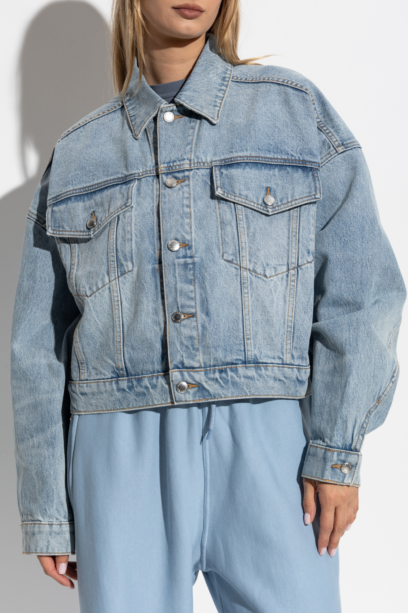 【oan】Loose Fit Denim Jacket Seiizaa Loose Casual Denim Jacket for Men-Blue-Small at